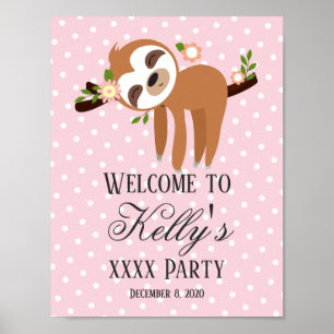 sloth , party welcome sign