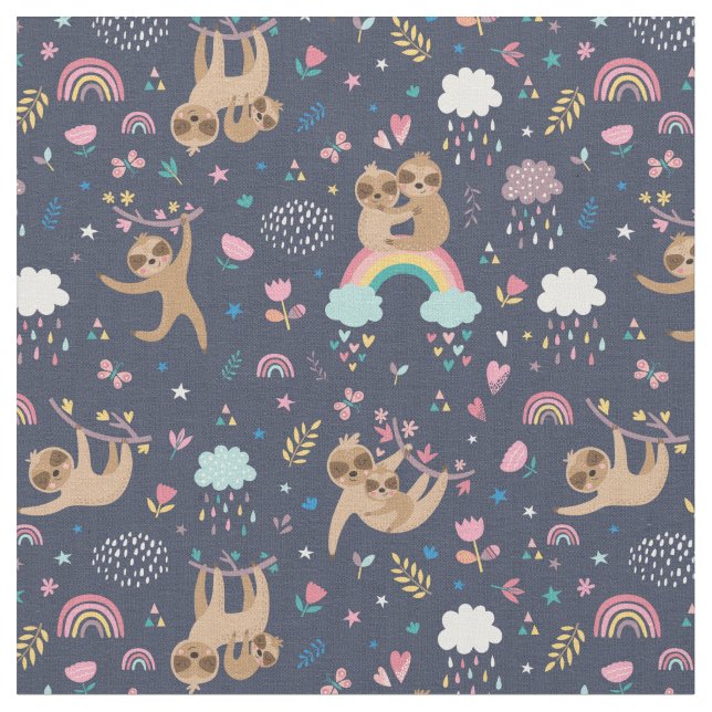 Sloth Pattern Fabric (Close Up)