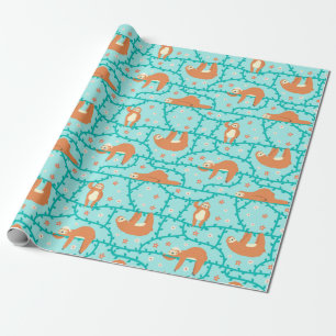 Sloth Pattern Wrapping Paper