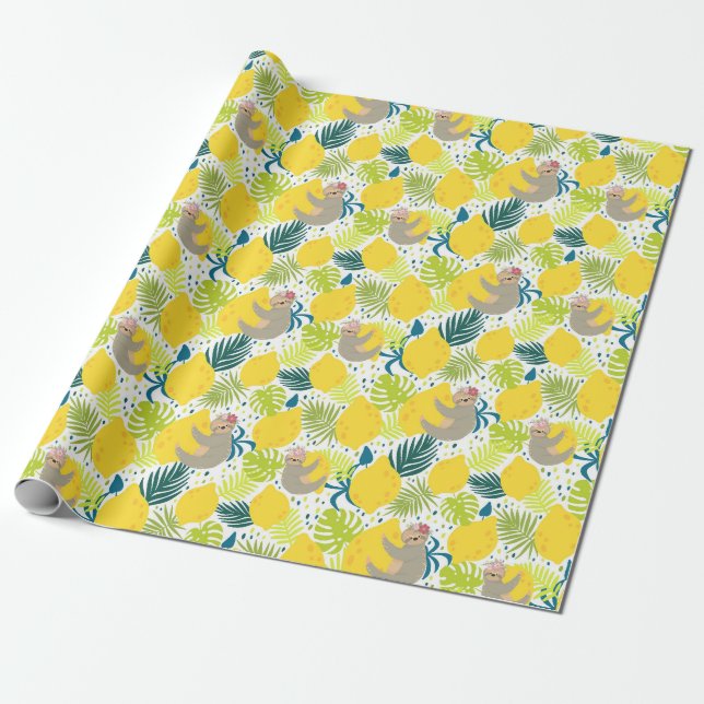 Sloth Pattern Wrapping Paper (Unrolled)