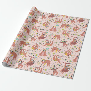 Sloth Pattern Wrapping Paper
