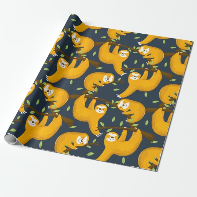 Sloth Pattern Wrapping Paper (Unrolled)