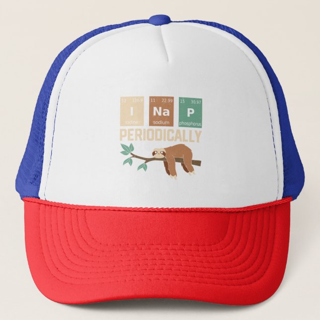 Sloth Periodic Table Science Physics Trucker Hat (Front)