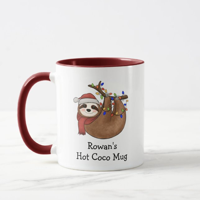 Sloth Personalised Hot Coco   Mug (Left)