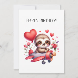 Sloth Pilot Birthday Holiday Card