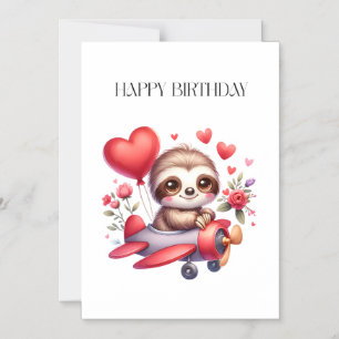 Sloth Pilot Birthday Magnetic Invitation