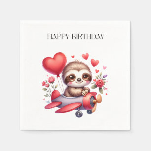 Sloth Pilot Birthday Napkin