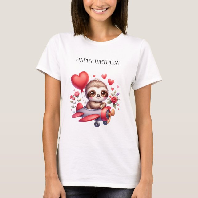 Sloth Pilot Birthday T-Shirt (Front)