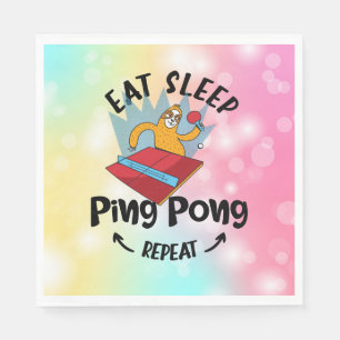 Sloth Ping Pong Eat Sleep Ping Pong Repeat funny  Napkin