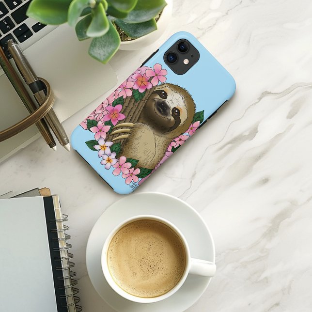 Sloth Pink Flowers Case-Mate iPhone Case (Creator Uploaded)