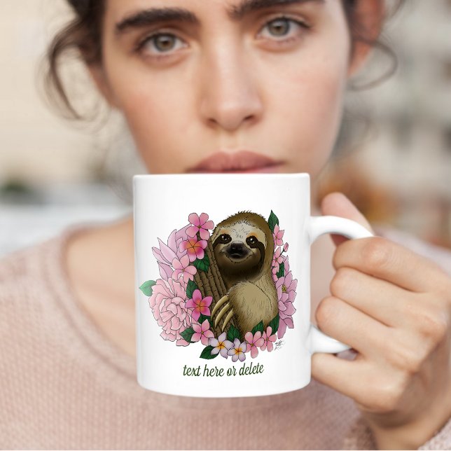 Sloth Pink Flowers Coffee Mug (Creator Uploaded)
