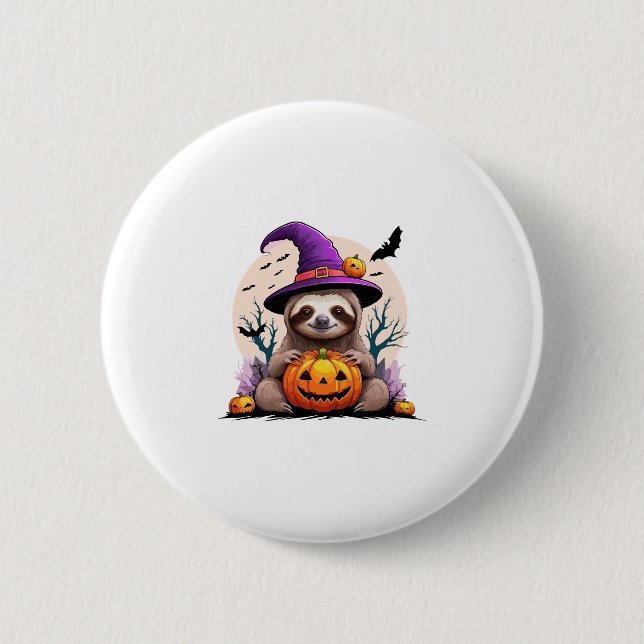 Sloth Pink Hat Halloween 6 Cm Round Badge (Front)