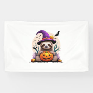 Sloth Pink Hat Halloween Banner