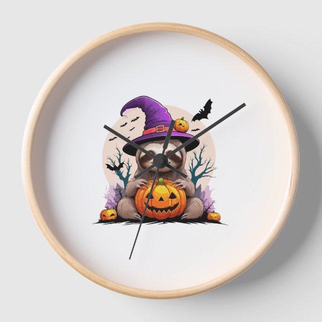 Sloth Pink Hat Halloween Clock (Front)