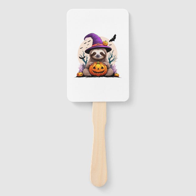 Sloth Pink Hat Halloween Hand Fan (Front)