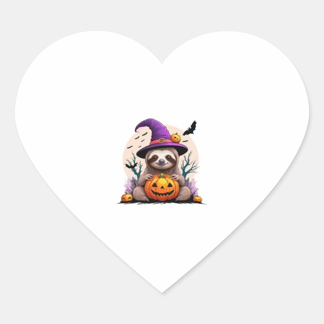 Sloth Pink Hat Halloween Heart Sticker (Front)