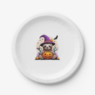 Sloth Pink Hat Halloween Paper Plate