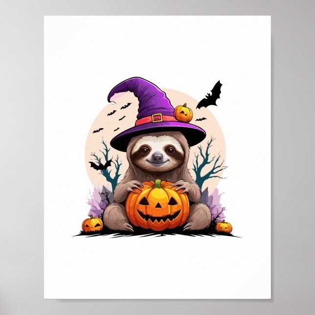 Sloth Pink Hat Halloween Poster (Front)