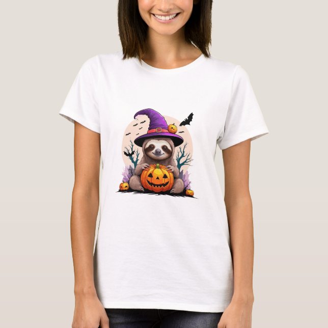 Sloth Pink Hat Halloween T-Shirt (Front)