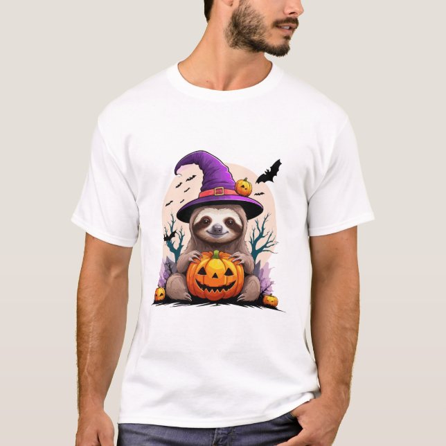Sloth Pink Hat Halloween T-Shirt (Front)