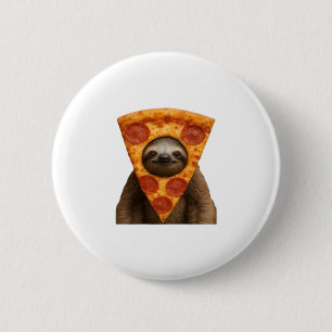 Sloth pizza funny weird prank meme cute happy chri 6 cm round badge