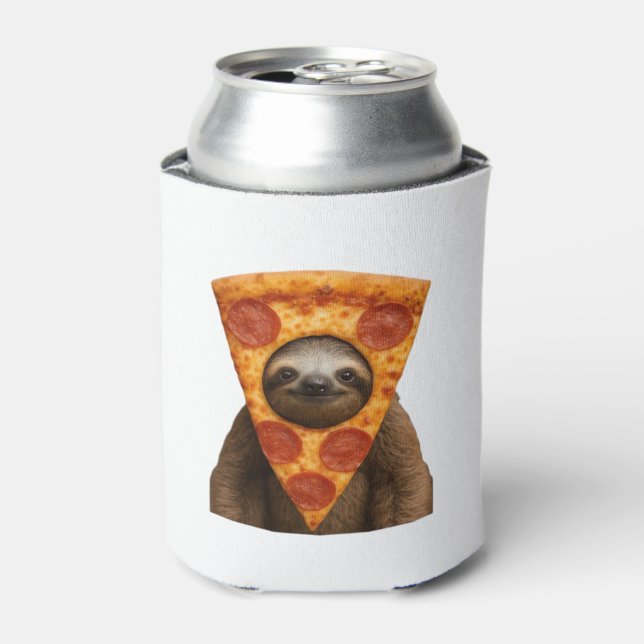 Sloth pizza funny weird prank meme cute happy chri can cooler (Can Front)