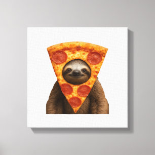 Sloth pizza funny weird prank meme cute happy chri canvas print