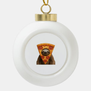 Sloth pizza funny weird prank meme cute happy chri ceramic ball christmas ornament