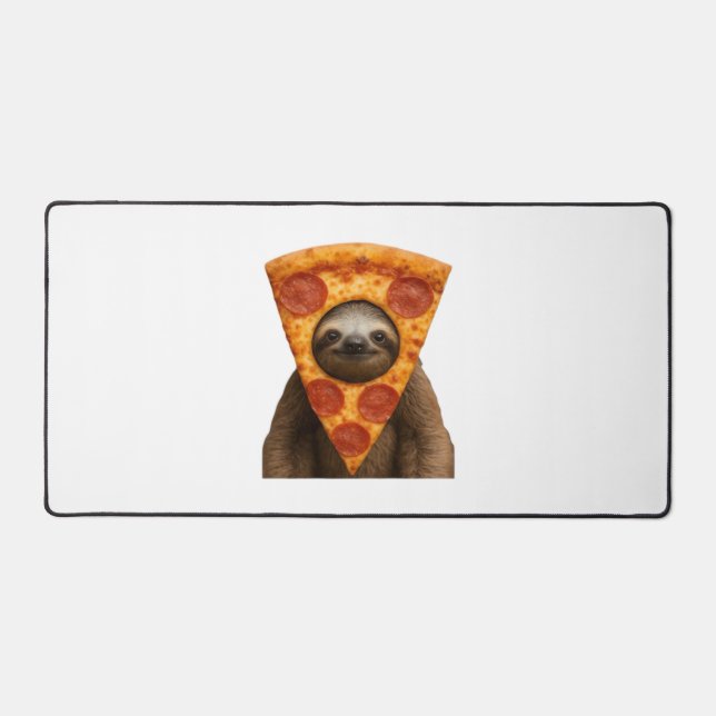 Sloth pizza funny weird prank meme cute happy chri desk mat (Front)