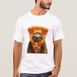 Sloth pizza funny weird prank meme cute happy chri T-Shirt