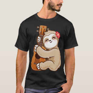 Sloth Playing Acoustic Ukulele Guitar adorable Cut T-Shirt