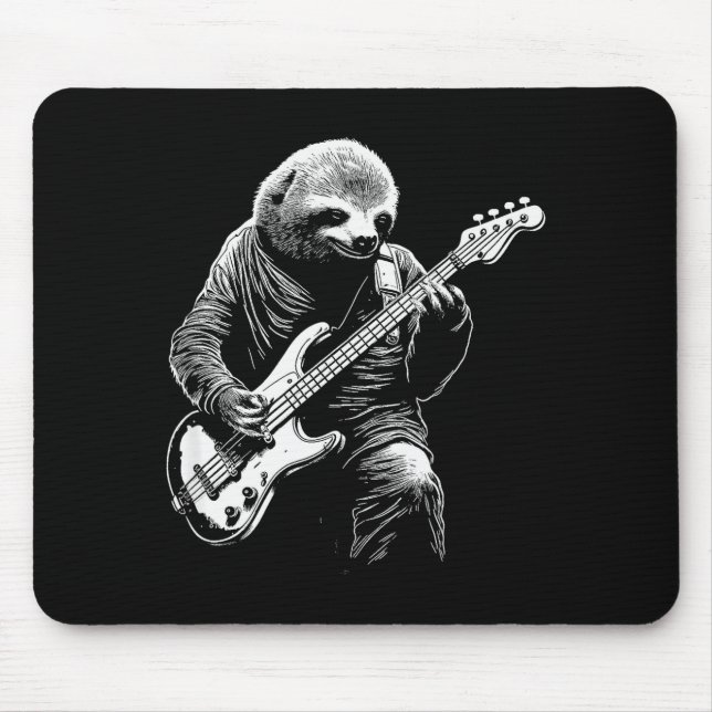 Sloth Playing B Guitar Funny B Player Bist Sloth  Mouse Mat (Front)