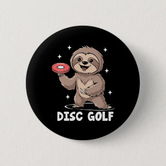 Sloth Playing Disc Golf Player Sports Athlete Game 6 Cm Round Badge