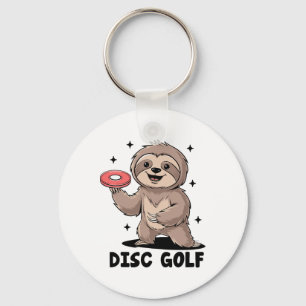 Sloth Playing Disc Golf Player Sports Athlete Game Key Ring