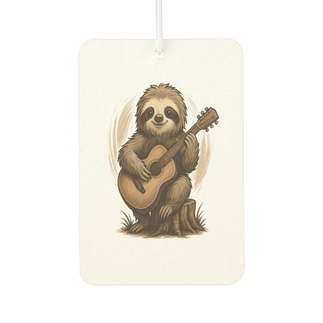 Sloth Playing Guitar Car Air Freshener (Front)