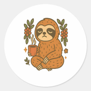 Sloth Playing Guitar Classic Round Sticker