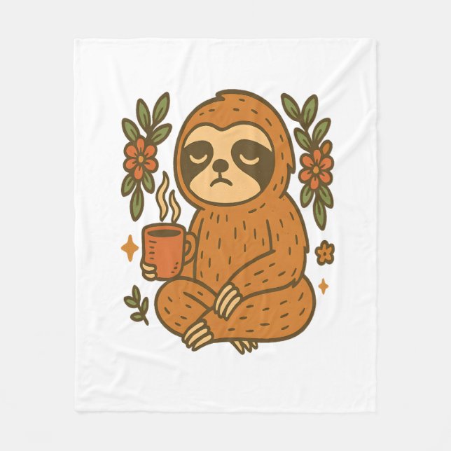 Sloth Playing Guitar Fleece Blanket (Front)