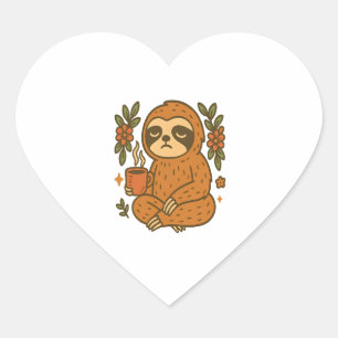 Sloth Playing Guitar Heart Sticker