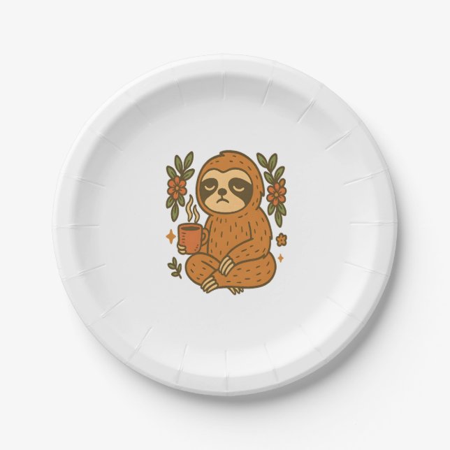 Sloth Playing Guitar Paper Plate (Front)