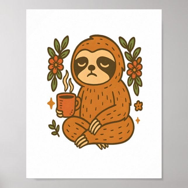 Sloth Playing Guitar Poster (Front)