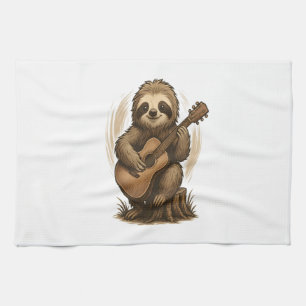 Sloth Playing Guitar Tea Towel
