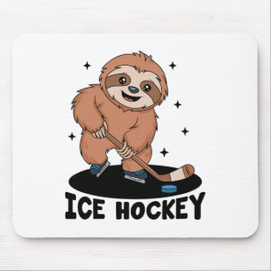 Sloth Playing Ice Hockey Player Sports Athlete Gam Mouse Mat