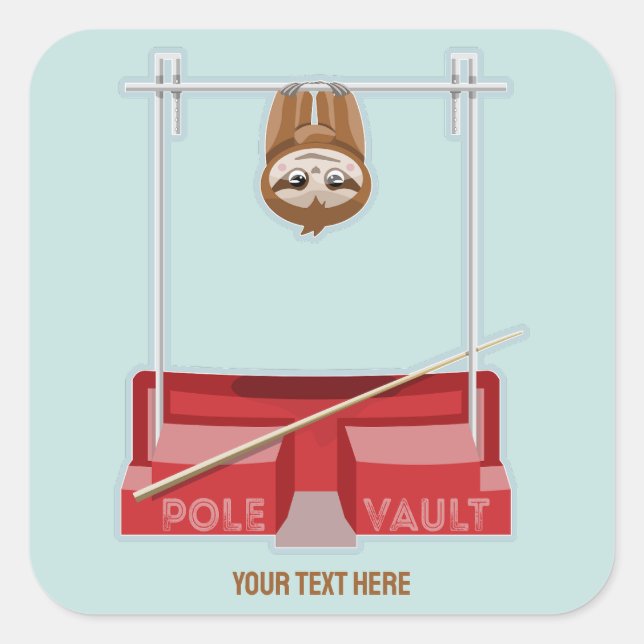 Sloth Pole Vaulting Sports Day Square Sticker (Front)