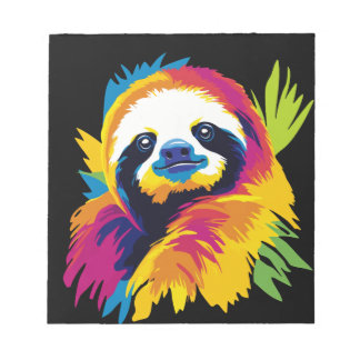 Sloth Portrait Illustration Watercolour Painting Notepad