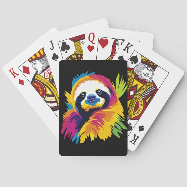 Sloth Portrait Illustration Watercolour Painting Playing Cards (Back)