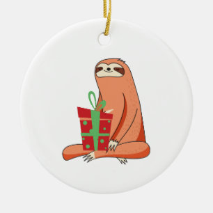 Sloth Present Ornament