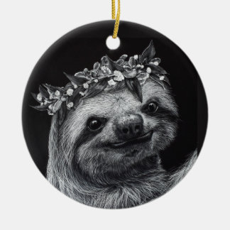 Sloth Princess Ceramic Tree Decoration
