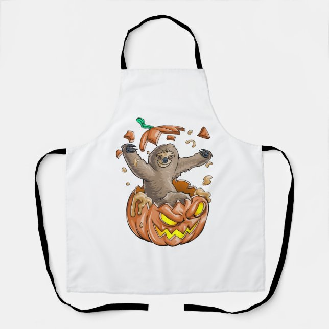 Sloth Pumpkin Halloween Apron (Front)