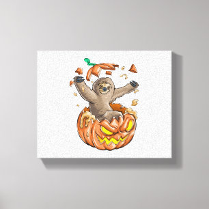 Sloth Pumpkin Halloween Canvas Print