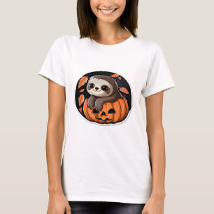 sloth pumpkin Halloween sticker Oversized T-Shirt
